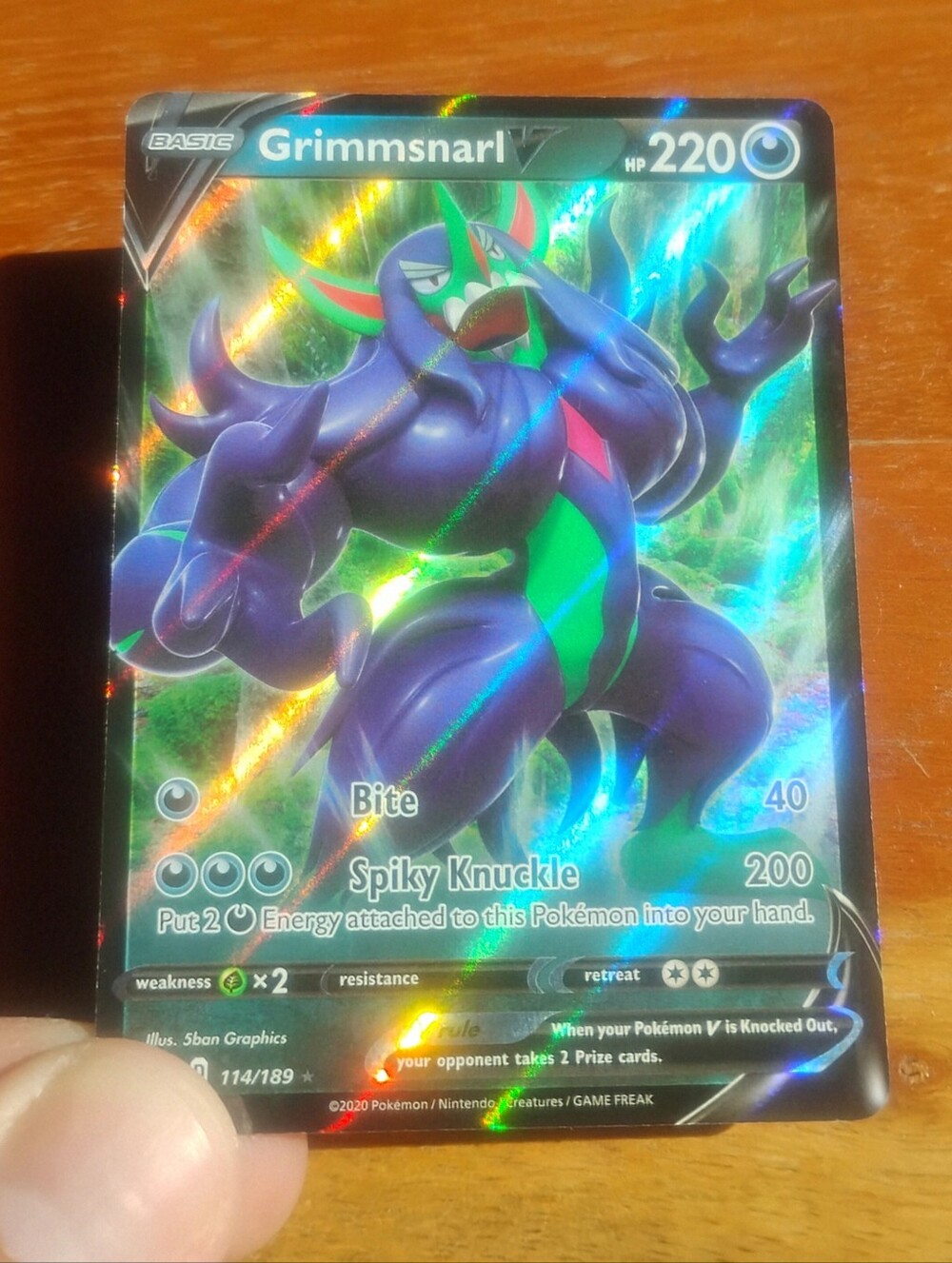 Mint 2020 Holo Ultra Rare Grimmsnarl V 114/189 Darkness Ablaze Pokemon Card